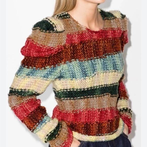 ULLA JOHNSON VIOLETA HAND WEAVED STRIPED MERINO WOOL SWEATER SZ M/L - Picture 11 of 13